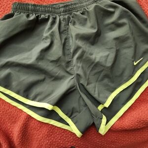 Nike Women's Dark Gray and Yellow Athletic Shorts